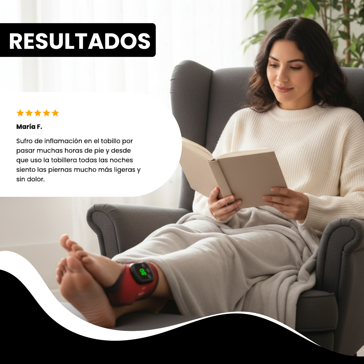 Tobillera eléctrica con calor inteligente- Alivia el dolor, reduce la inflamación y acelera la recuperación.