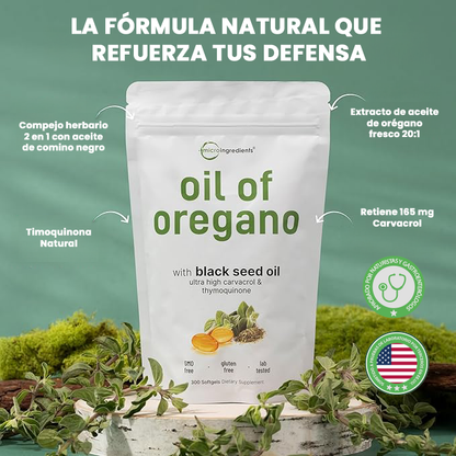 Capsulas de oregano -apoya defensas, vías respiratorias, digestión y bienestar general.