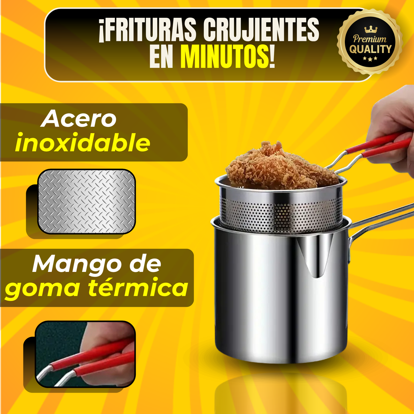 OLLA FREÍDORA PRO 1.2L - ¡DISEÑO ESPECIALIZADO Y COLADOR DE ACEITE!