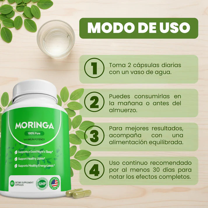 Moringa Cápsulas- superalimento rico en antioxidantes y vitaminas