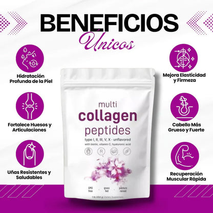 COLAGENO MULTIPLE 5 EN 1 – FORTALECE ARTICULACIONES, PIEL Y CABELLO