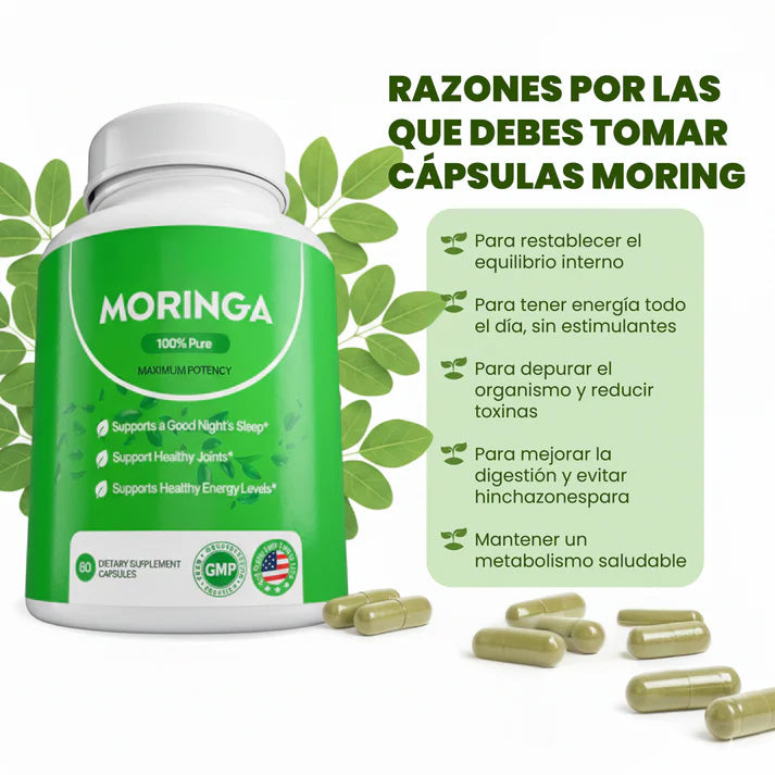 Moringa Cápsulas- superalimento rico en antioxidantes y vitaminas