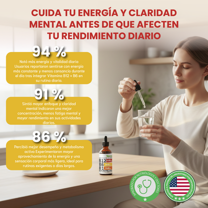 Gotas líquidas de vitamina B12,B6,B1- Más energía, apoyo cerebro y apoyo cardíaco.