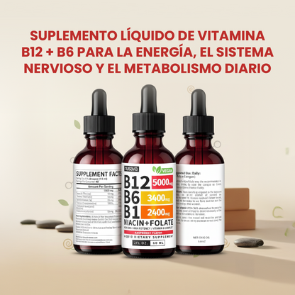 Gotas líquidas de vitamina B12,B6,B1- Más energía, apoyo cerebro y apoyo cardíaco.