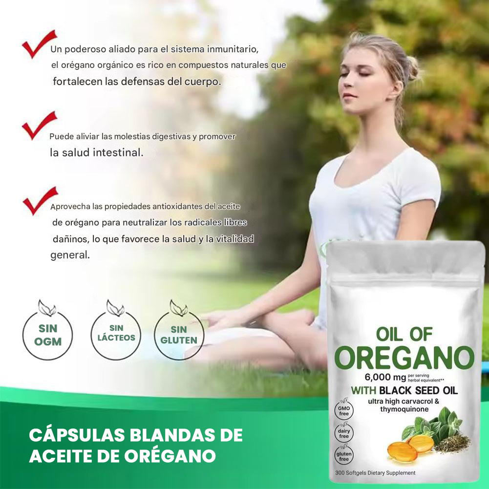 Capsulas de oregano -apoya defensas, vías respiratorias, digestión y bienestar general.