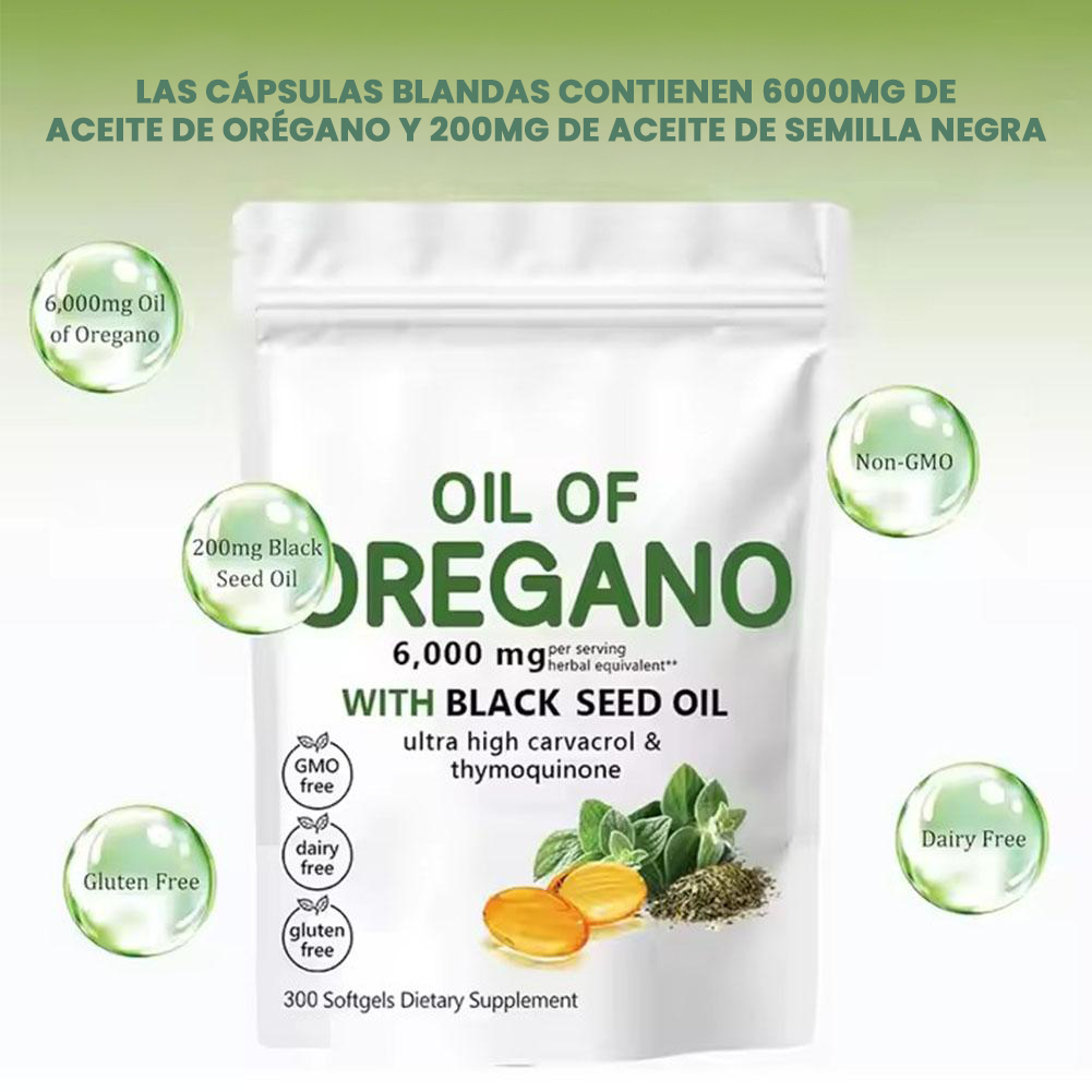 Capsulas de oregano -apoya defensas, vías respiratorias, digestión y bienestar general.