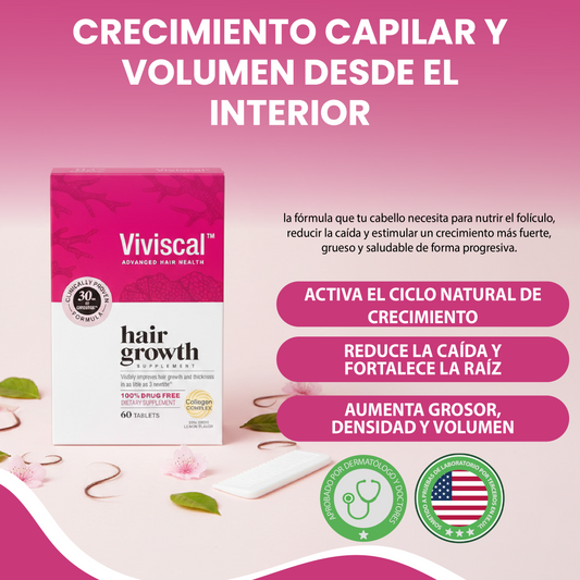 Hair growth- Suplemento que nutre el cabello para reducir la caída, estimular el crecimiento y aumentar el grosor y volumen.