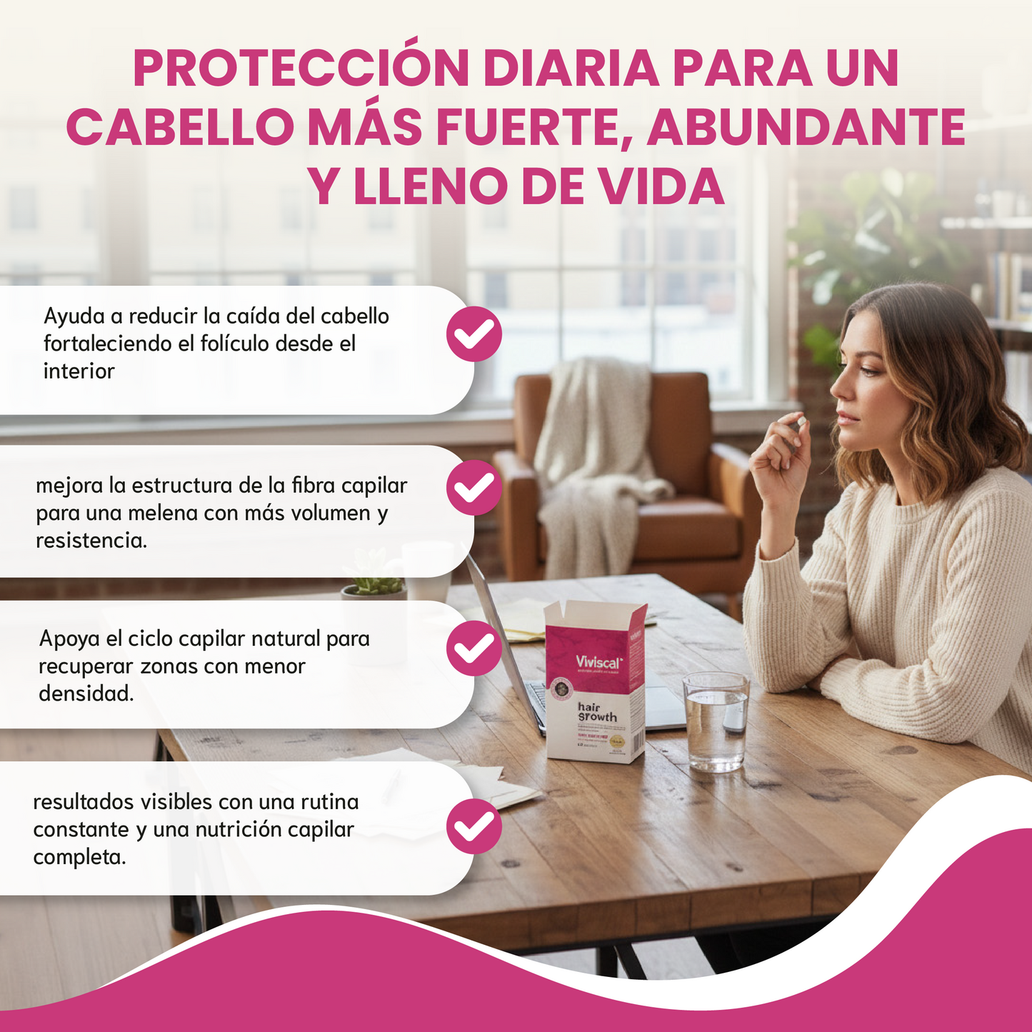 Hair growth- Suplemento que nutre el cabello para reducir la caída, estimular el crecimiento y aumentar el grosor y volumen.