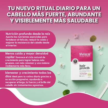 Hair growth- Suplemento que nutre el cabello para reducir la caída, estimular el crecimiento y aumentar el grosor y volumen.