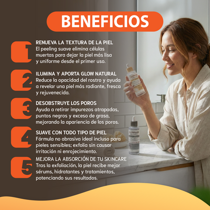 Dr.melaxin Línea de arroz Peel Shot Glow- Exfoliante removedor de células muertas de la piel.