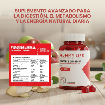 Gummy life vitamins vinagre de manzana-estimula tu energía, mejora la digestión y apoya tu metabolismo.