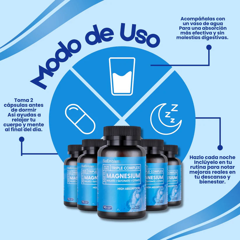 MAGNESIO TRIPLE ACCIÓN AVANZADA - RELAJA TU CUERPO Y DESCANSA MEJOR