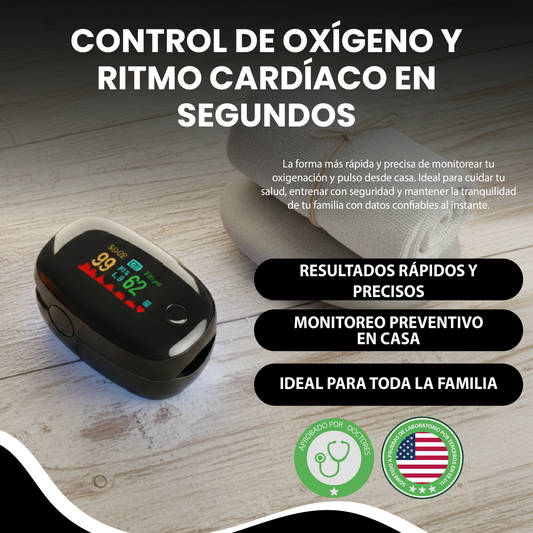 Oximetro Pulso Dedo Médico - Controla tu oxígeno y ritmo cardíaco.