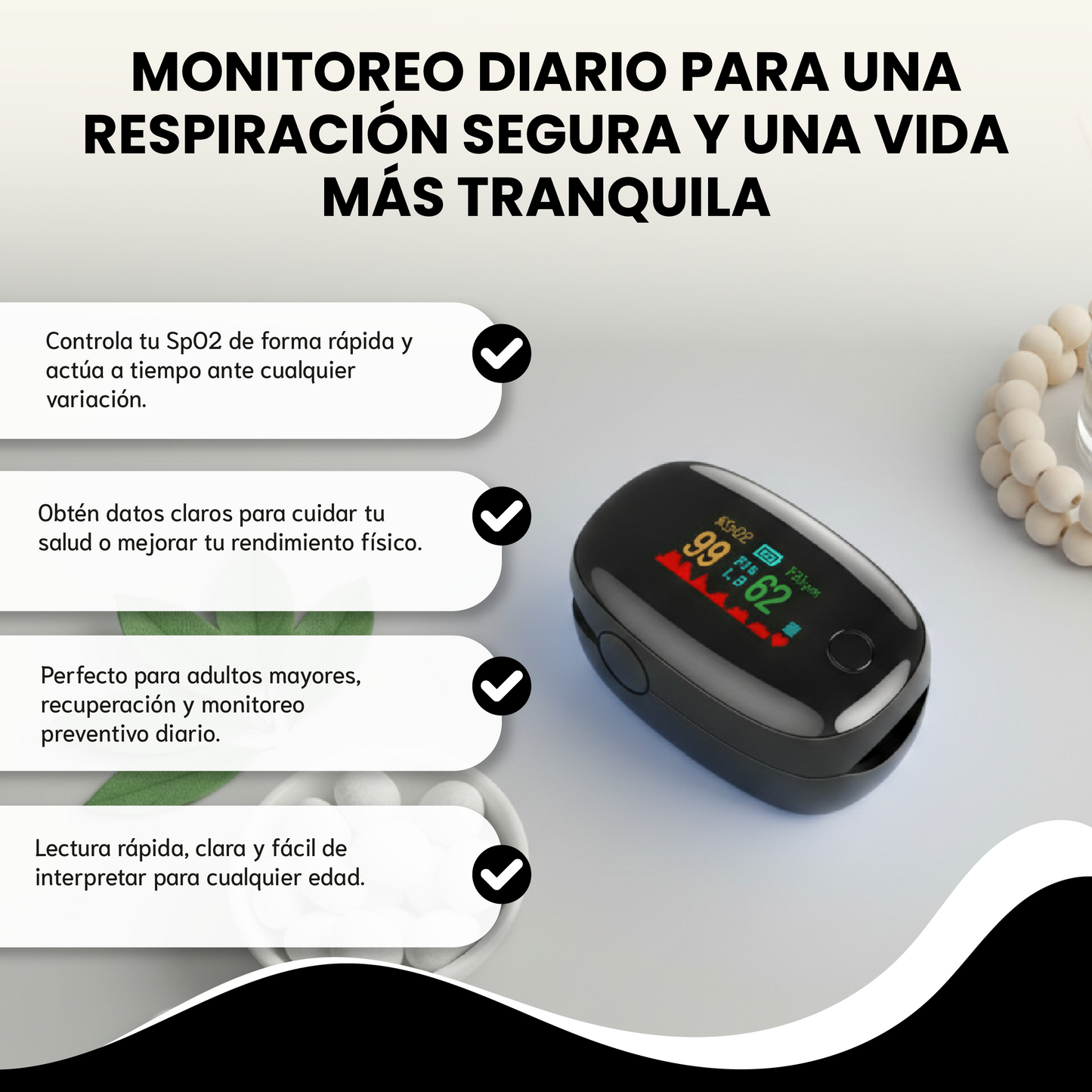 Oximetro Pulso Dedo Médico - Controla tu oxígeno y ritmo cardíaco.