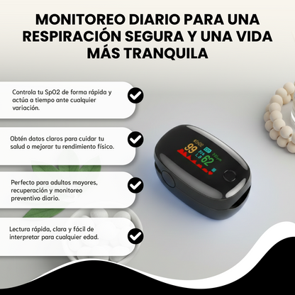 Oximetro Pulso Dedo Médico - Controla tu oxígeno y ritmo cardíaco.