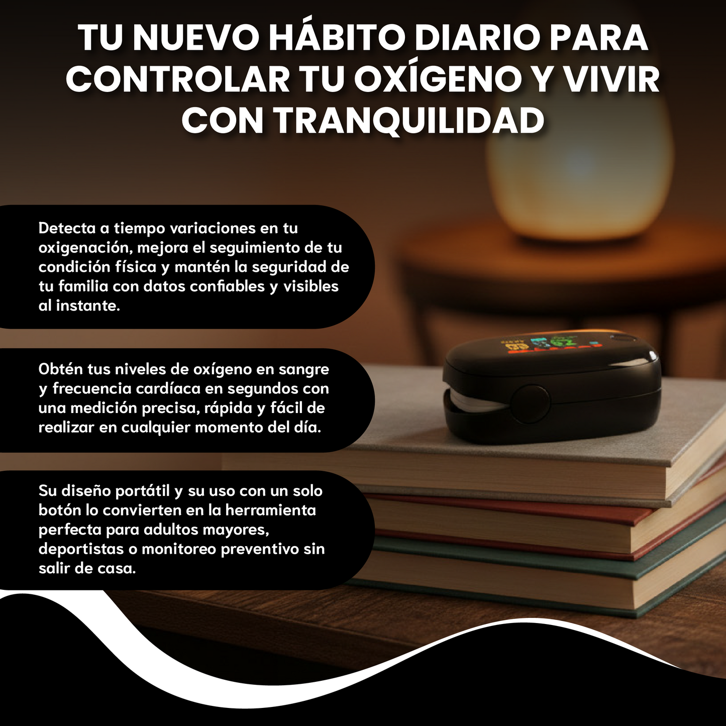 Oximetro Pulso Dedo Médico - Controla tu oxígeno y ritmo cardíaco.