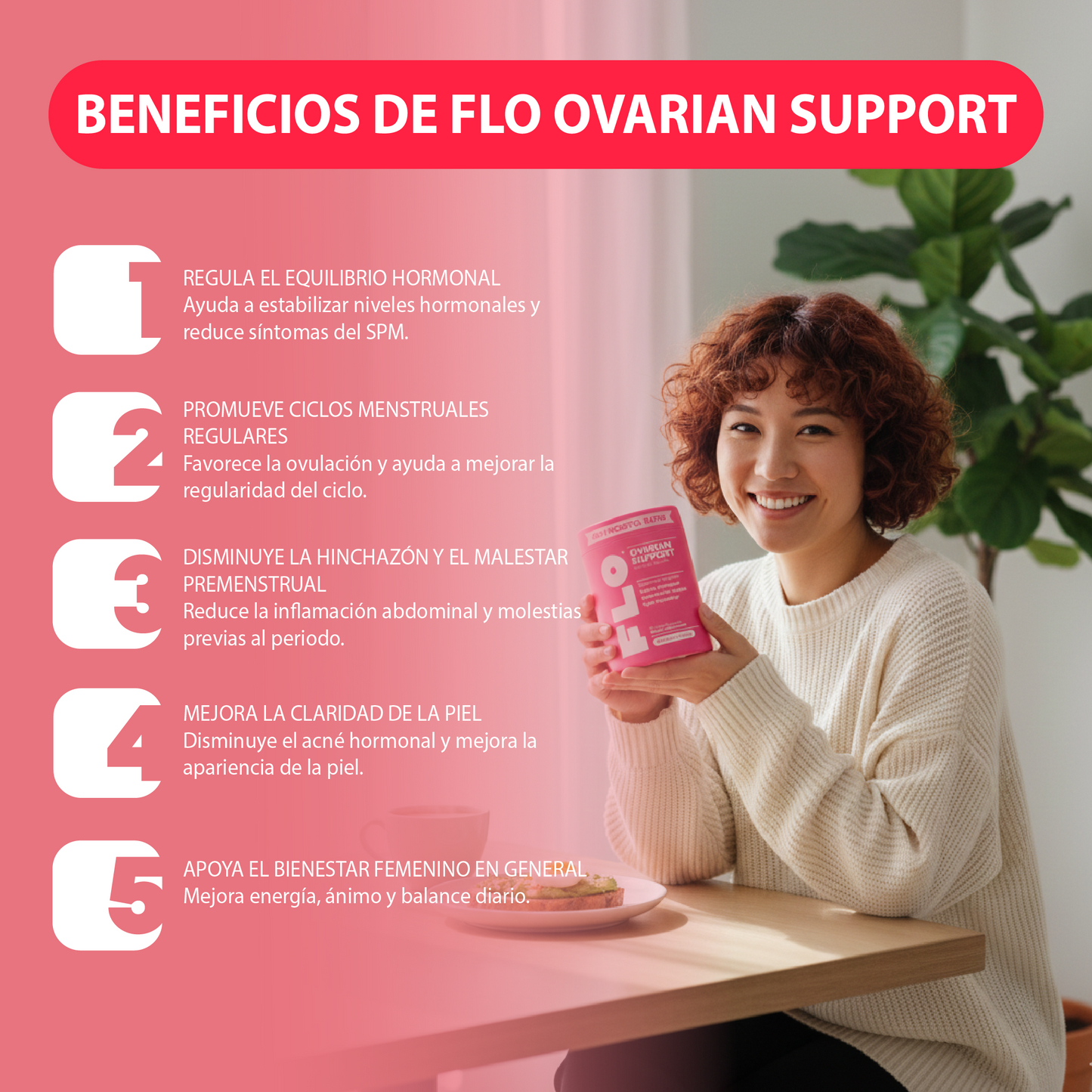 FLO Apoyo a la salud ovárica- Balance hormonal, Ciclos regulares,Bienestar ovárico