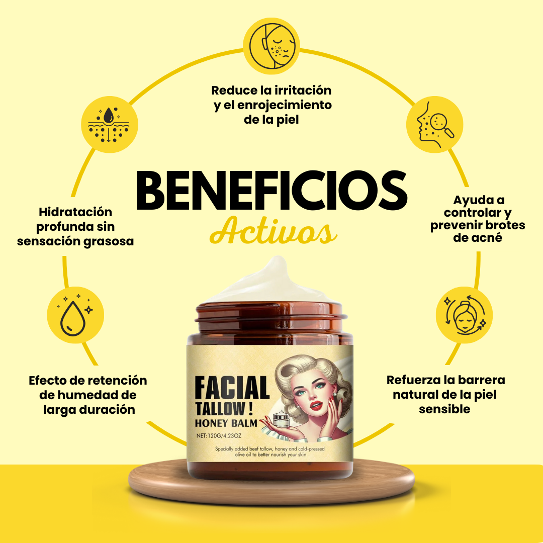 CREMA FACIAL CON SEBO DE RES Y MIEL - PARA PIEL SECA Y CON ACNÉ