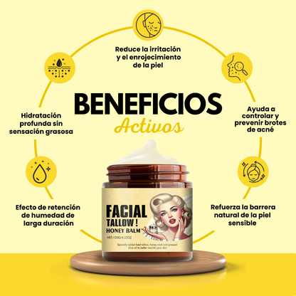 CREMA FACIAL CON SEBO DE RES Y MIEL - PARA PIEL SECA Y CON ACNÉ