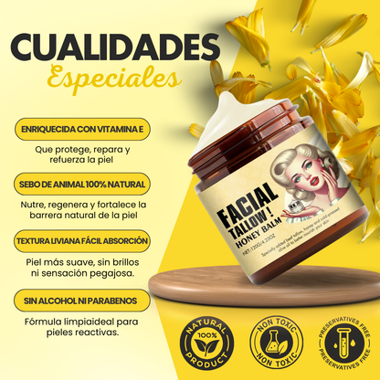 CREMA FACIAL CON SEBO DE RES Y MIEL - PARA PIEL SECA Y CON ACNÉ