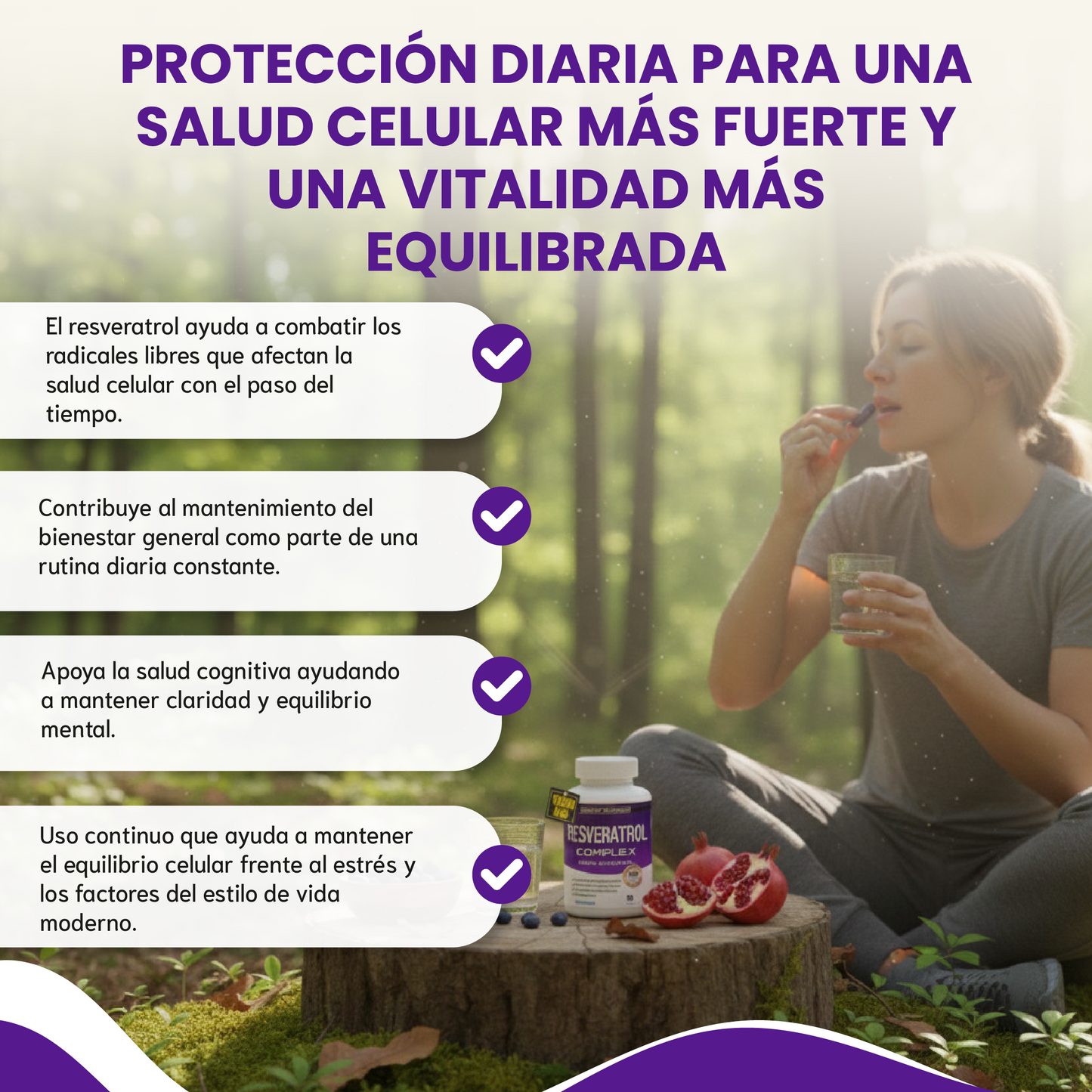 Resveratrol complex- Apoya el envejecimiento saludable, la función inmunológica y la salud cerebral.