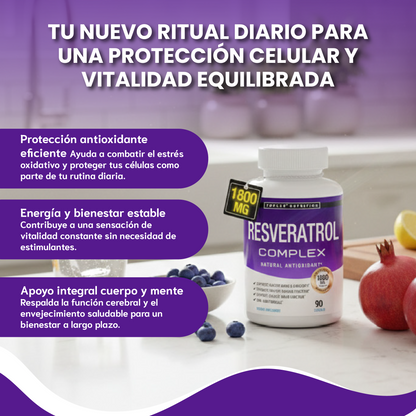 Resveratrol complex- Apoya el envejecimiento saludable, la función inmunológica y la salud cerebral.