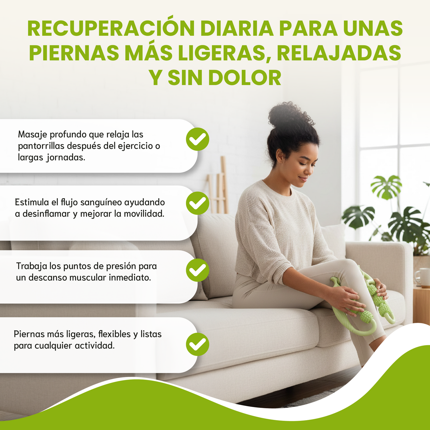Rodillo masajeador muscular - Está diseñado para aliviar la tensión muscular, mejorar la circulación y acelerar la recuperación.