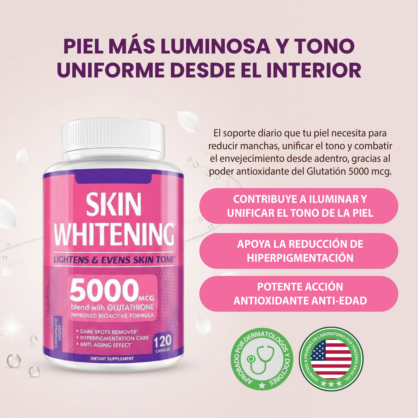 skin whitening-Apoya la uniformidad del tono de la piel y  reduce manchas oscuras.