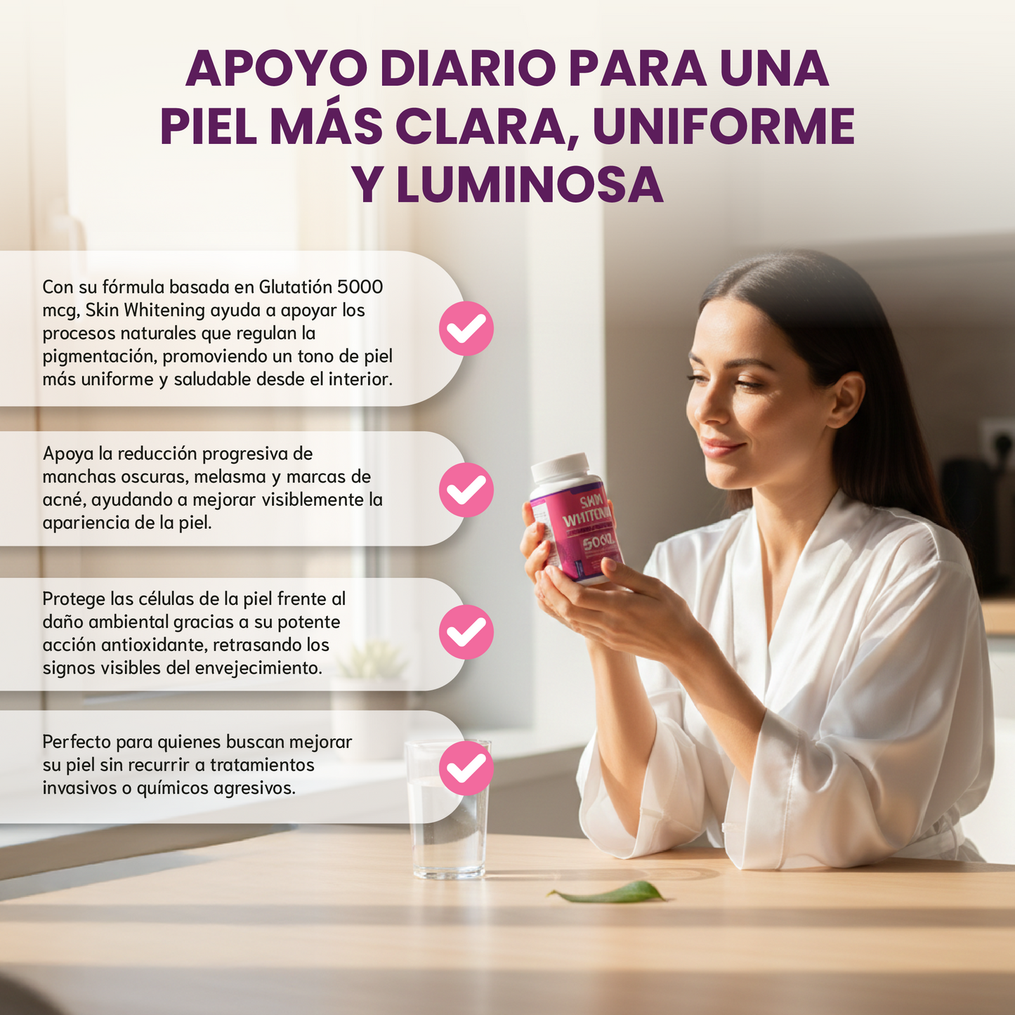 skin whitening-Apoya la uniformidad del tono de la piel y  reduce manchas oscuras.