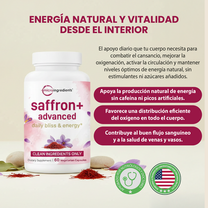 Saffron + Advanced- Ayuda al rendimiento, bienestar cardiovascular y vitalidad constante.
