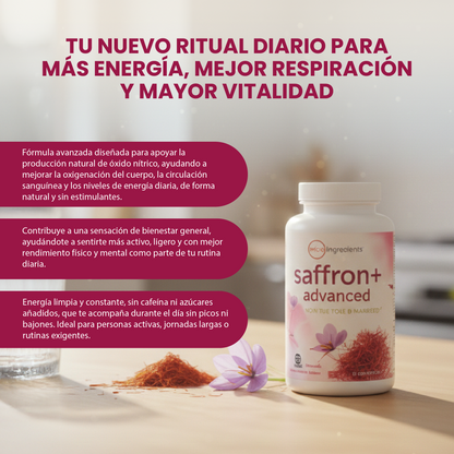Saffron + Advanced- Ayuda al rendimiento, bienestar cardiovascular y vitalidad constante.