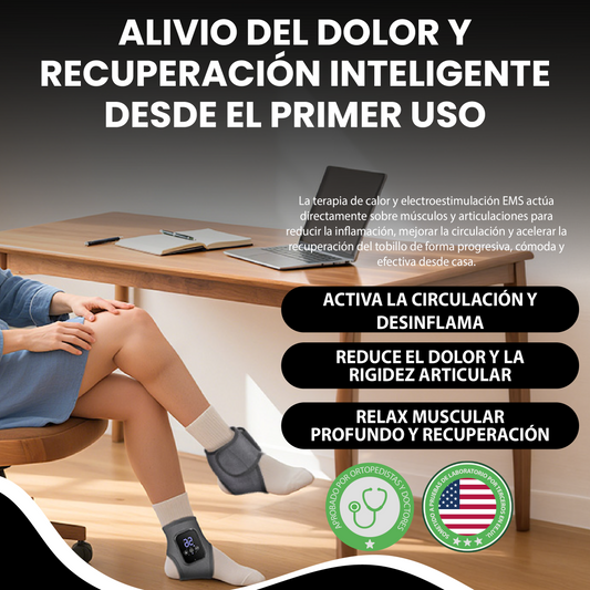 Tobillera eléctrica con calor inteligente- Alivia el dolor, reduce la inflamación y acelera la recuperación.