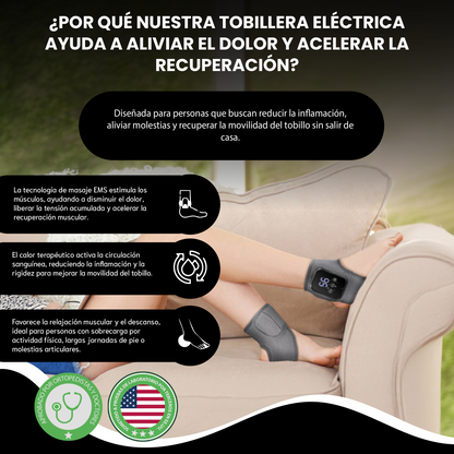 Tobillera eléctrica con calor inteligente- Alivia el dolor, reduce la inflamación y acelera la recuperación.
