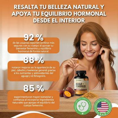 Aguaje + Fenogreco-Apoya el equilibrio hormonal, Mejora la piel, cabello y uñas.