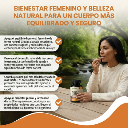 Aguaje + Fenogreco-Apoya el equilibrio hormonal, Mejora la piel, cabello y uñas.