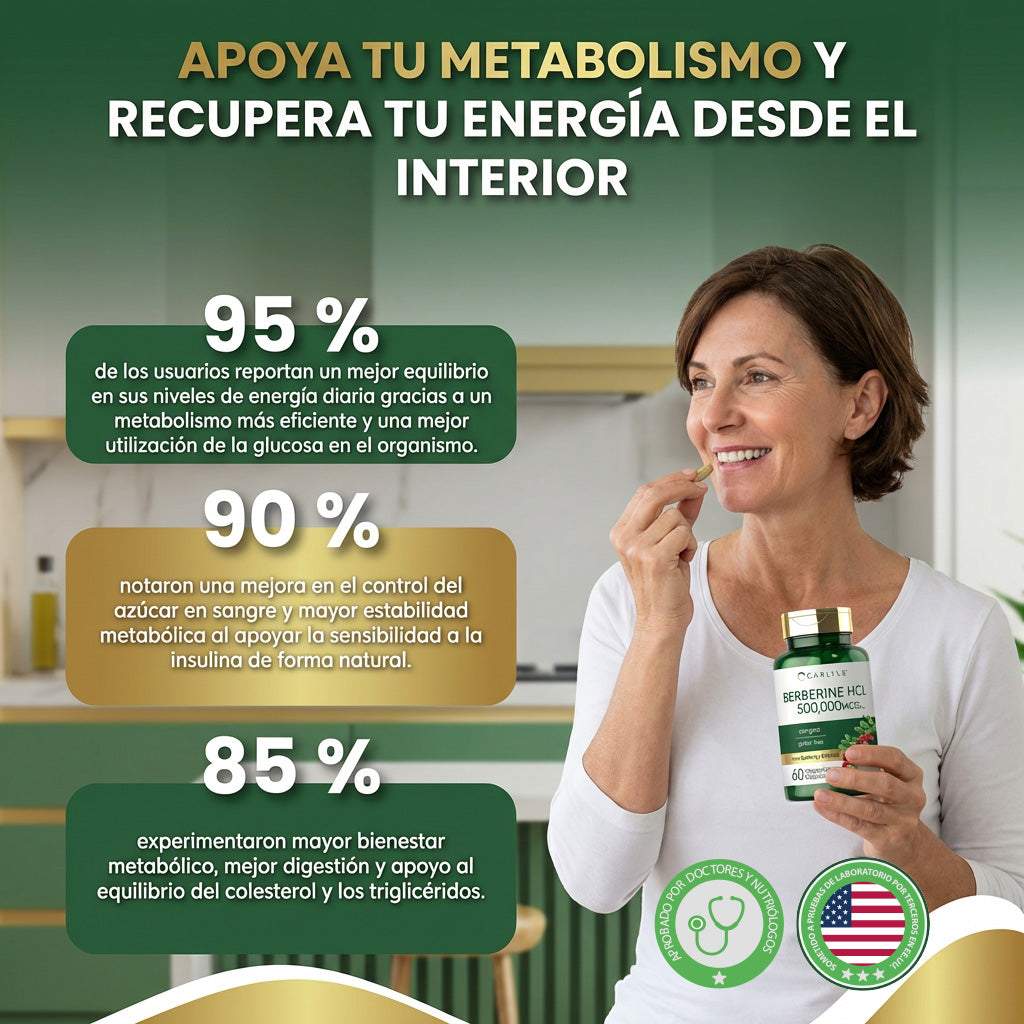 Berberine HCL- apoya el metabolismo de la glucosa y mejora la sensibilidad a la insulina.