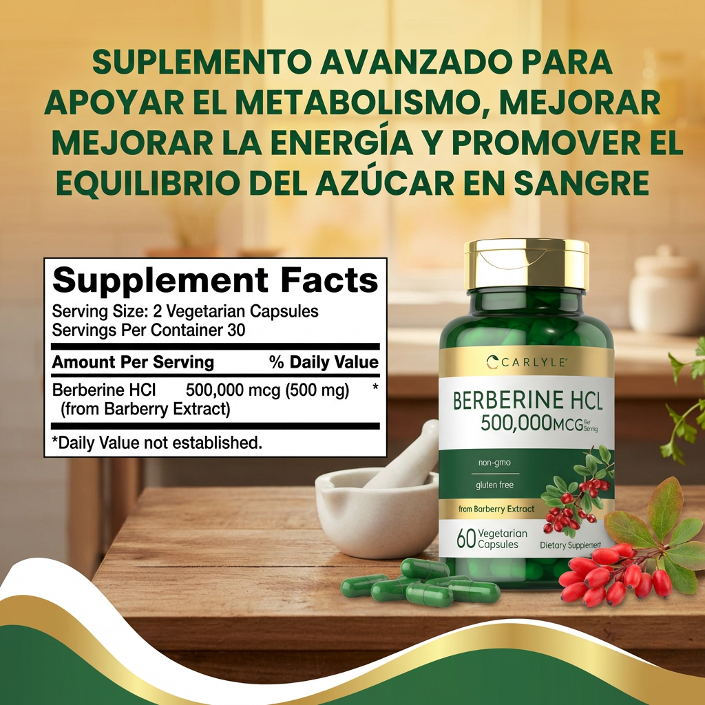 Berberine HCL- apoya el metabolismo de la glucosa y mejora la sensibilidad a la insulina.