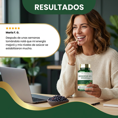 Berberine HCL- apoya el metabolismo de la glucosa y mejora la sensibilidad a la insulina.