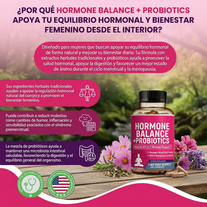 Hormone Balance + Probiotics- Alivio Natural para la Menopausia.