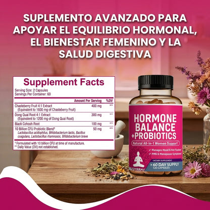 Hormone Balance + Probiotics- Alivio Natural para la Menopausia.
