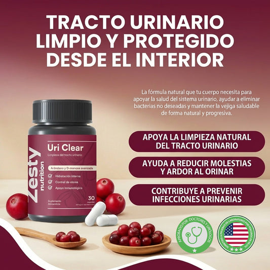 Uri Clear- Limpieza del tracto urinario y Apoya el sistema inmunológico.