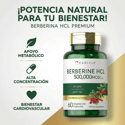 Berberine HCL- apoya el metabolismo de la glucosa y mejora la sensibilidad a la insulina.