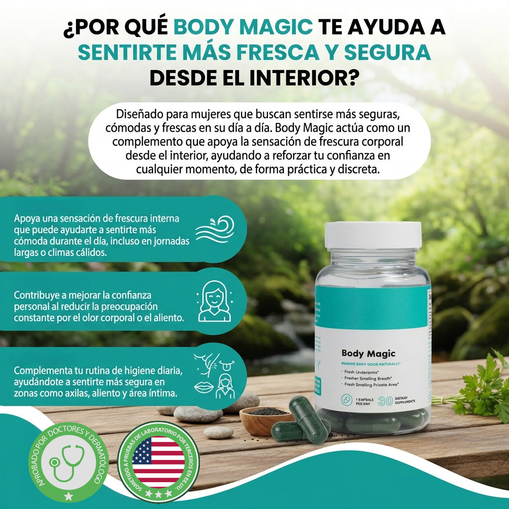 Body Magic-Apoya una sensación de frescura corporal desde el interior.