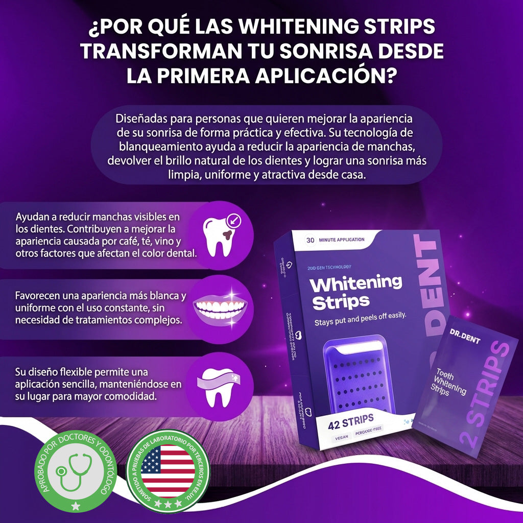 Whitening strips- Tiras Blanqueadoras para una Sonrisa Más Blanca.