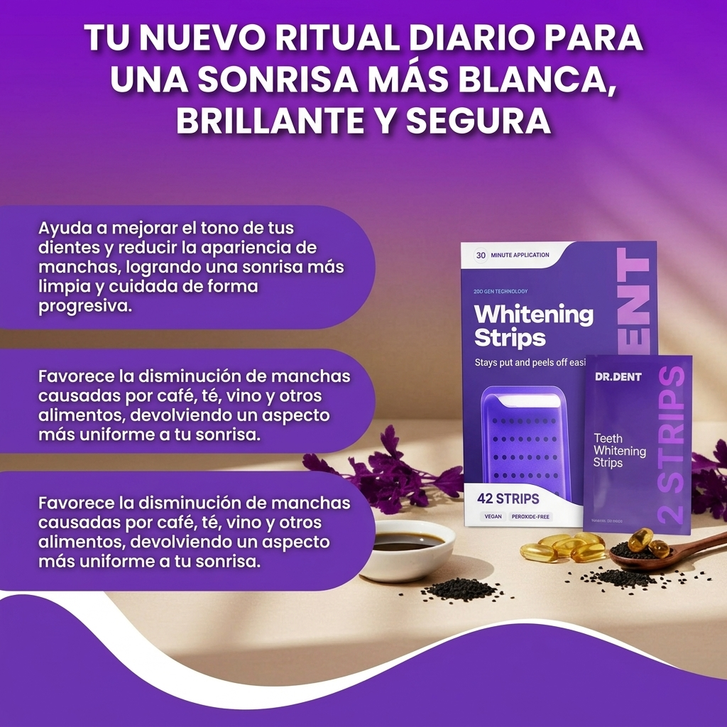 Whitening strips- Tiras Blanqueadoras para una Sonrisa Más Blanca.