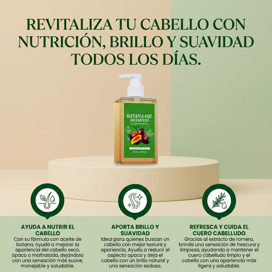 Batana Oil Shampoo- nutre y revitaliza tu cabello, dejándolo más suave y brillante.