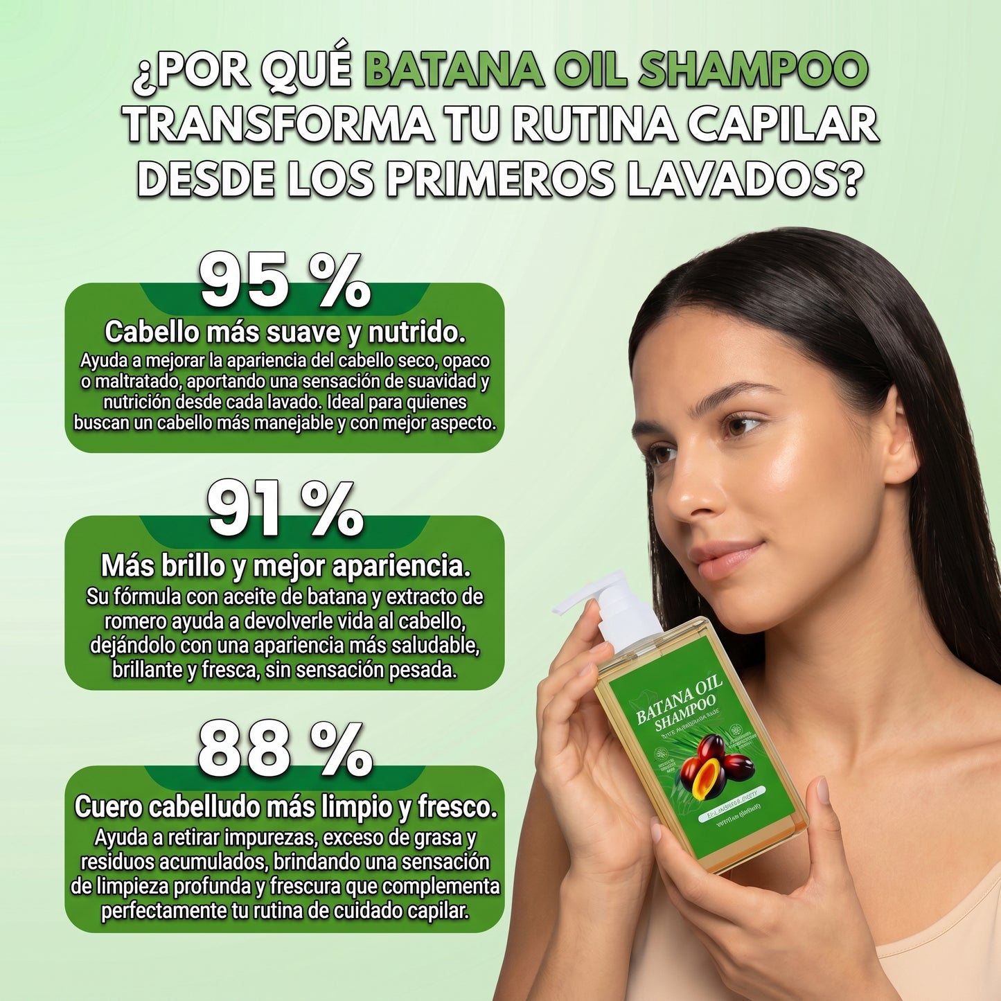 Batana Oil Shampoo- nutre y revitaliza tu cabello, dejándolo más suave y brillante.