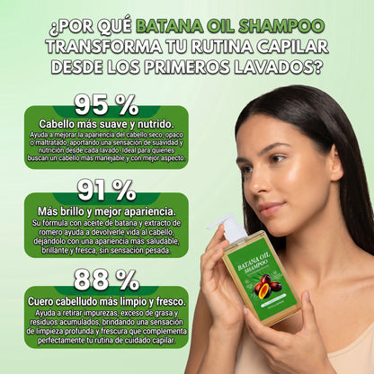 Batana Oil Shampoo- nutre y revitaliza tu cabello, dejándolo más suave y brillante.