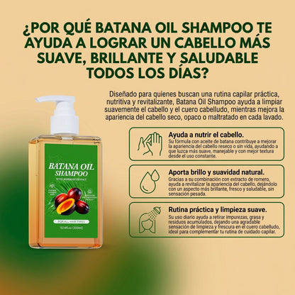 Batana Oil Shampoo- nutre y revitaliza tu cabello, dejándolo más suave y brillante.