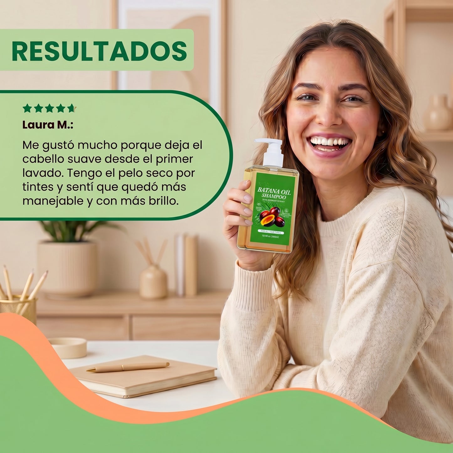 Batana Oil Shampoo- nutre y revitaliza tu cabello, dejándolo más suave y brillante.